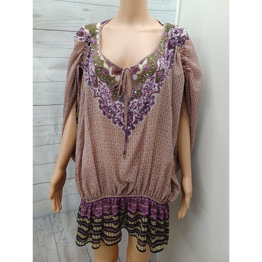 Lane Bryant Chiffon Purple Black Green Semi Sheer Sz 18/20